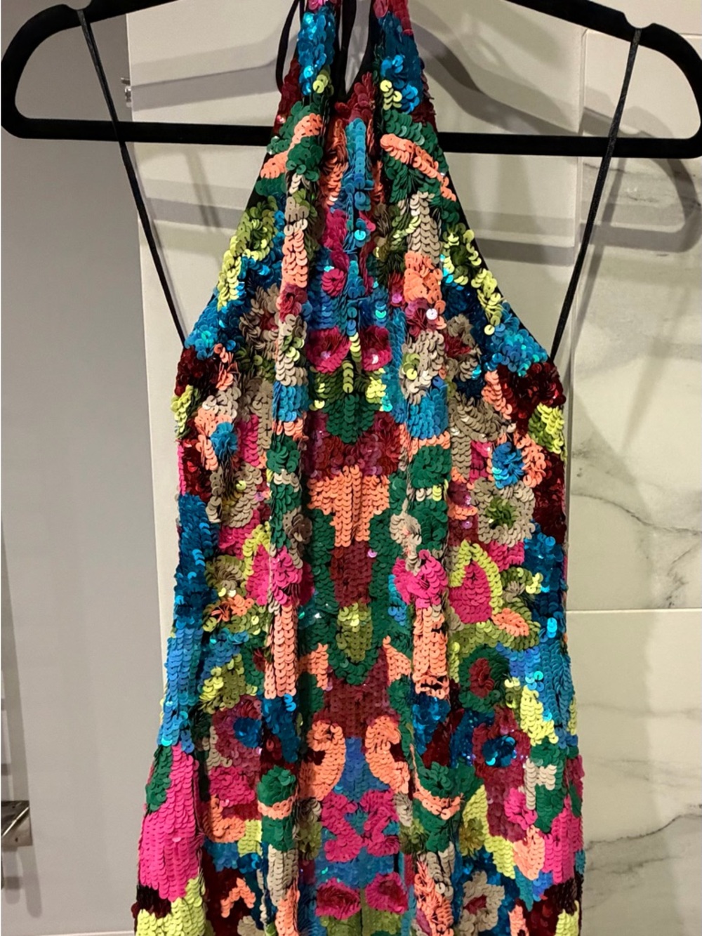 Miss Selfridge Multicolor Sequin Halter Dress